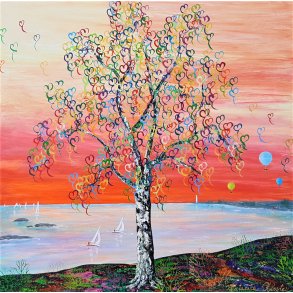 SOLGT Tree of Life 60x60cm - med skjulte ord i trkronen