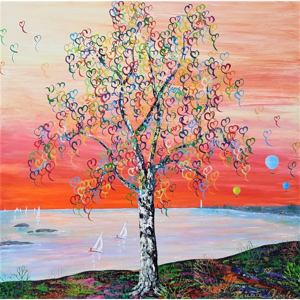 Tree of Life 60x60cm - med skjulte ord i trkronen