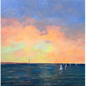 SOLGT Aftenen falder p 50x50