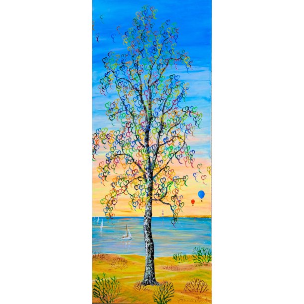 H�jt til himlen 100x40 cm med skjulte ord i tr�kronen