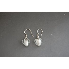 Hvid glas hjerte &oslash;reringe